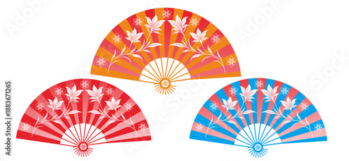Chinese New Year decoration materials and fan shapes (3 types)