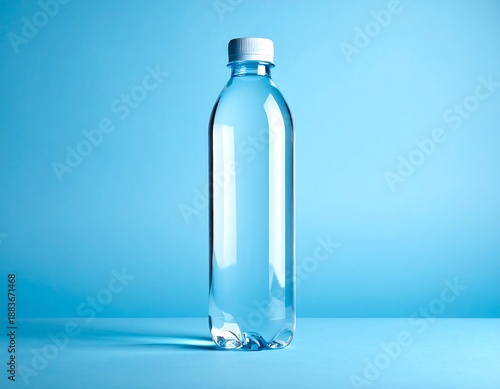 Wallpaper Mural Clear Plastic Water Bottle on Blue Background. Torontodigital.ca