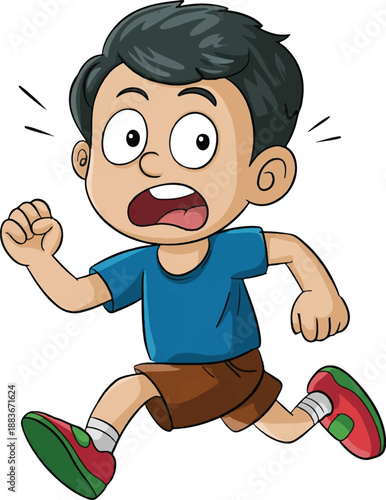 boy running with afraid