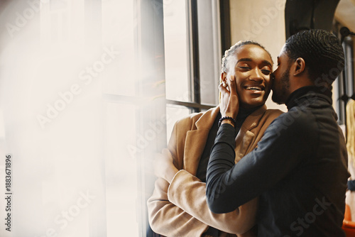 Portrait of young beautiful african couple in love