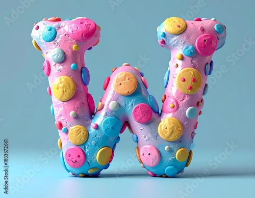 Wallpaper Mural Colorful 3D Letter W with Smiley Faces. Torontodigital.ca