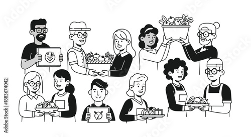 Food sharing community helping people with meals