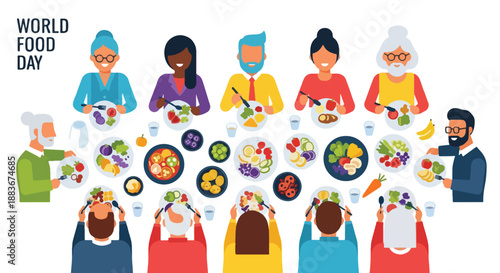 World Food Day celebration with diverse group of people