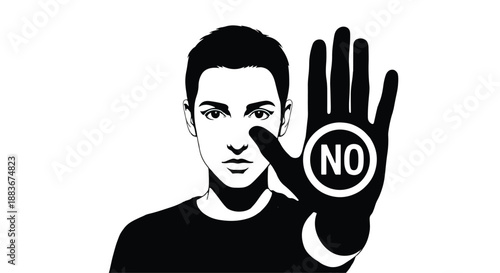 Man rejecting with stop sign gesture