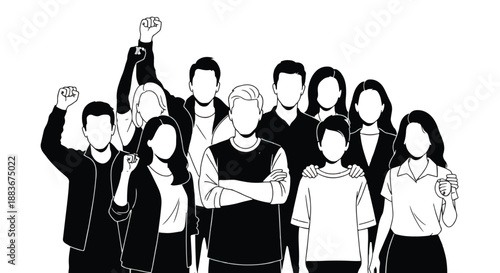 Group of people raising fists in solidarity