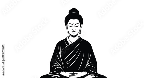 Meditating Buddha figure with transparent background