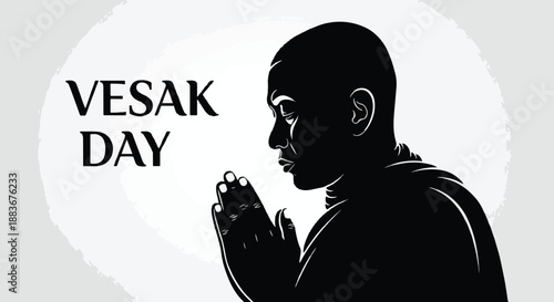 Buddhist monk praying Vesak Day celebration