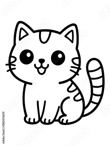 Cute Cartoon Cat: A delightful cat cartoon illustration radiating warmth and innocence with its big endearing eyes and cute little smile.