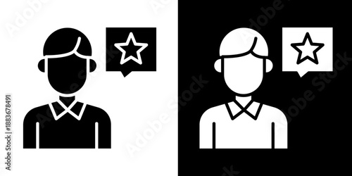 Customer Review Man  Icon Set White Style Collection