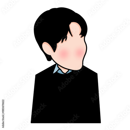 Chibi art illustration of a handsome man looking to the side. This illustration was inspired by a scene from a popular Korean drama.