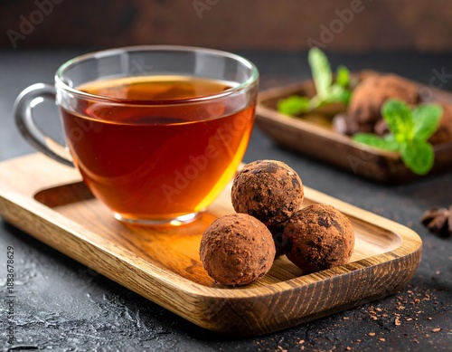 Wallpaper Mural Cup of Tea with Chocolate Truffles. Torontodigital.ca