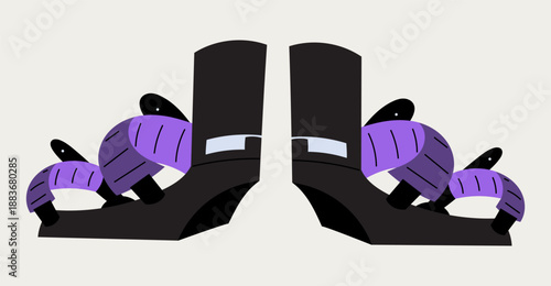 Vector illustration of snowboard bindings. Winter sports equipment for snowboarding, mountain riding, freestyle and alpine resort activities. Isolated design for sport gear concepts