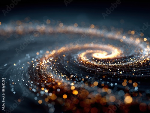 Beautiful Swirling Galaxy with Stars and Colorful Light Effects