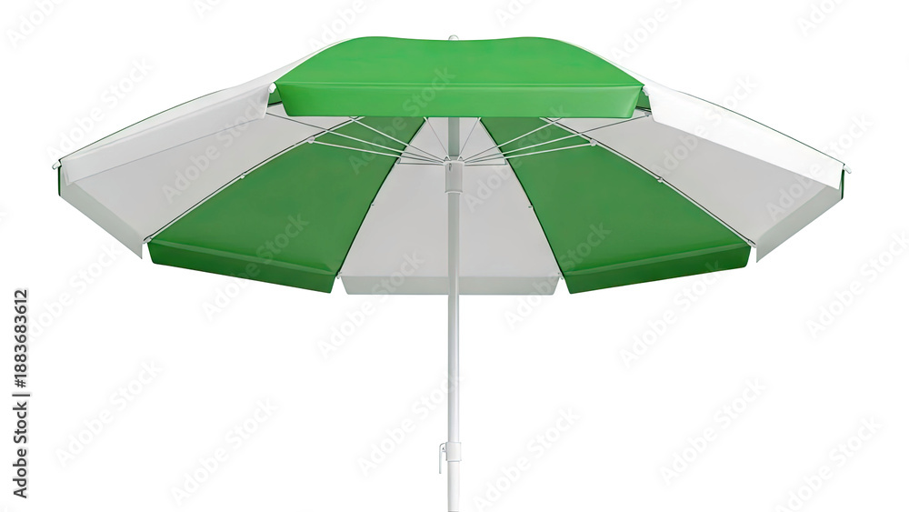 Fototapeta premium Green and White Striped Beach Umbrella