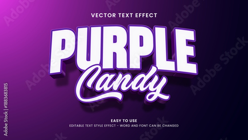 purple candy editable text effect 3d vector