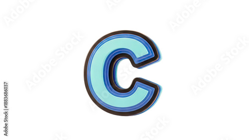 Layered Blue Letter C on White Background