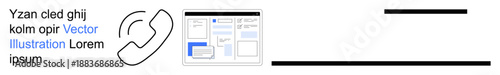 Communication, technology services, customer support, interface design, business tools, digital platforms. A phone icon and a dashboard interface displayed side-by-side. Communication and technology