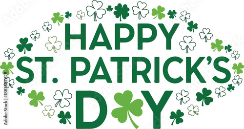 Celebratory greeting card with shamrocks for St. Patrick's Day