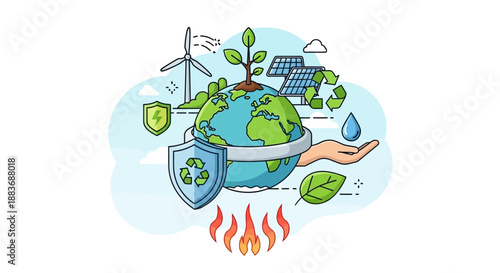 Eco Friendly Earth Protection Concept Illustration.