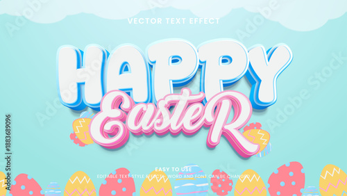 happy easter editable text effect 3d vector