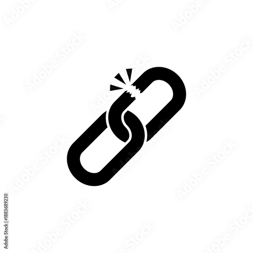 Broken chain link icon. Disconnected connection symbol. Website error interface element