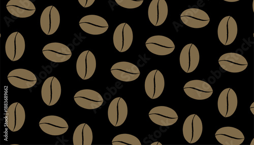 Coffee Bean Seamless Pattern Brown Flat Minimal Background