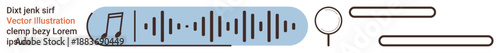 Audio production, sound engineering, speech technology, podcast design, voice recognition, waveform visualization. Abstract soundwave with a musical note and speech elements. Audio production