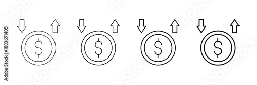 Income Vs Expense Icons Vector Set In Different Stroke Line Style