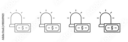 Emergency Fund Icons Vector Set In Different Stroke Line Style