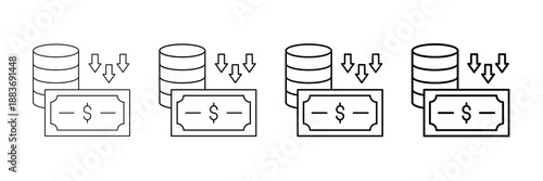 Cost Reduction Icons Vector Set In Different Stroke Line Style