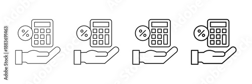 Loan Calculator Icons Vector Set In Different Stroke Line Style
