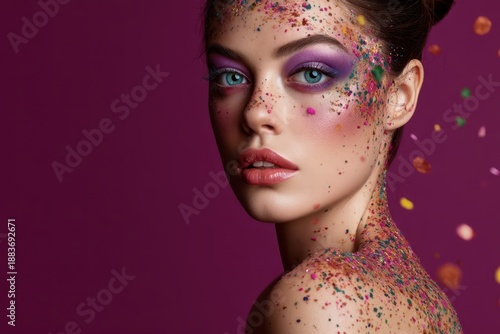 A woman with glitter and co...