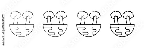 Habitat Restoration Icons Vector Set In Different Stroke Line Style