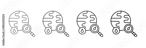 Biodiversity Monitoring Icons Vector Set In Different Stroke Line Style