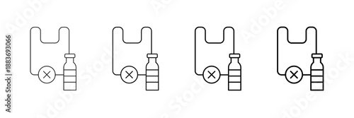 Plastic-Free Icons Vector Set In Different Stroke Line Style