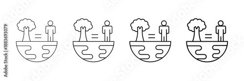 Ecosystem Balance Icons Vector Set In Different Stroke Line Style