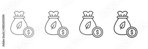 Conservation Funding Icons Vector Set In Different Stroke Line Style