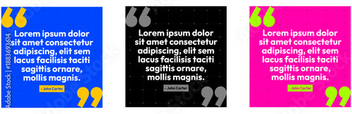 Set of creative quote box templates for social media posts and testimonials, colorful speech bubbles with quotes for business messages