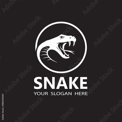 illustration of white snake head isolated on black background