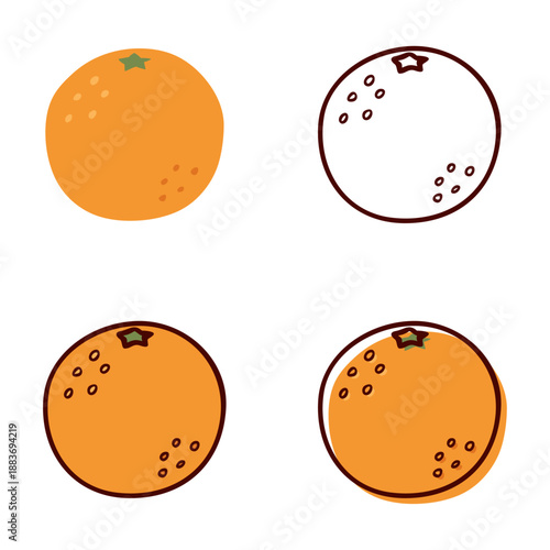 Cute and Simple Hand-Drawn Orange Illustration Set