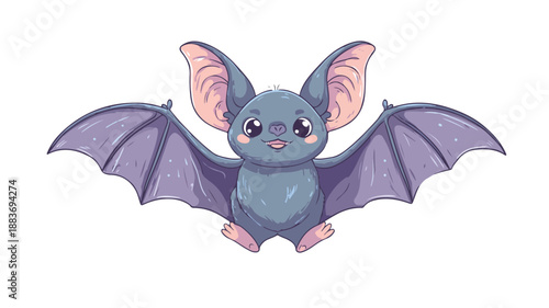 Adorable Bat Cartoon Vector Illustration Isolated on White Background