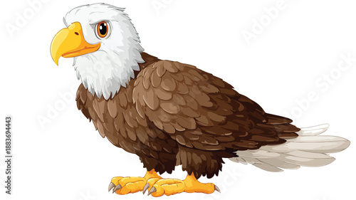 Cute Eagle Cartoon Isolated on White Background Vector Illustration