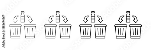 Sorting Waste Icons Vector Set In Different Stroke Line Style