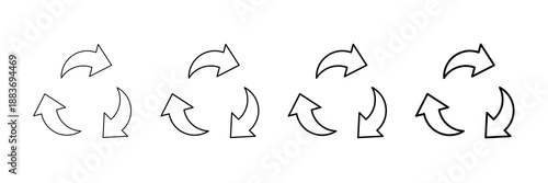 Recycling Icons Vector Set In Different Stroke Line Style