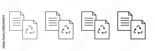 Paper Recycling Icons Vector Set In Different Stroke Line Style
