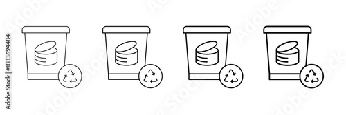 Metal Recycling Icons Vector Set In Different Stroke Line Style