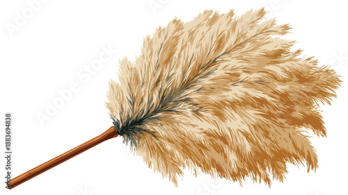Feather Duster Clipart Vector Art & Illustration with Soft Feathers for Cleaning Concept