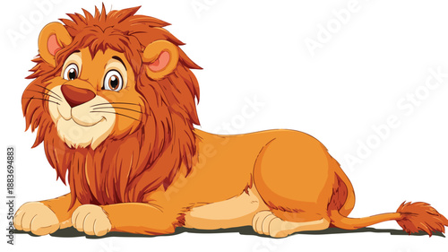 Playful Lion Cartoon Vector with Outline Isolated on White Background