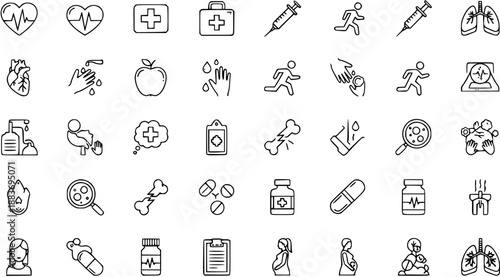 Medical Healthcare Outline Icons Collection