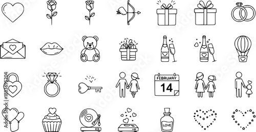 Valentine's Day Icon Set - Love and Romance